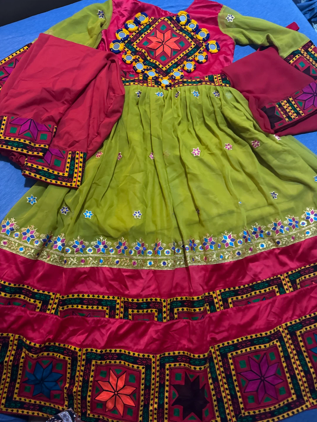 Embroidered Afghan Dress with Trousers