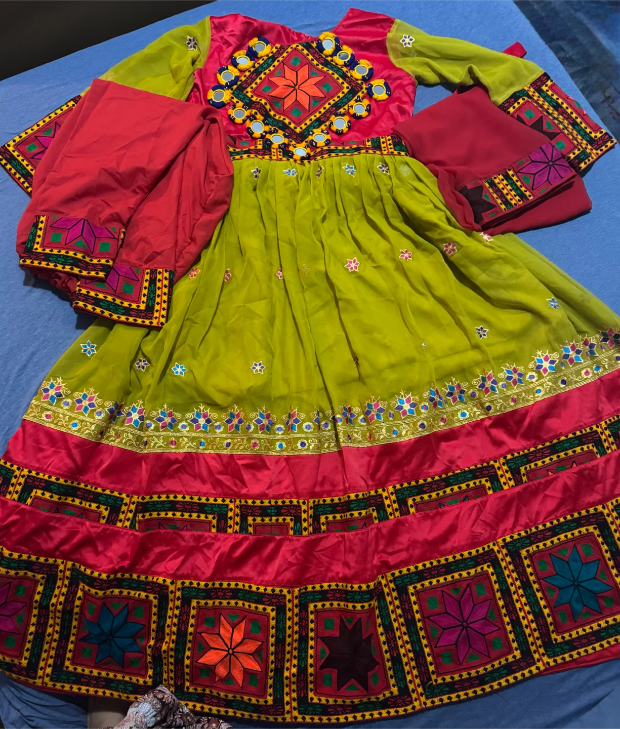Embroidered Afghan Dress with Trousers - photo 2
