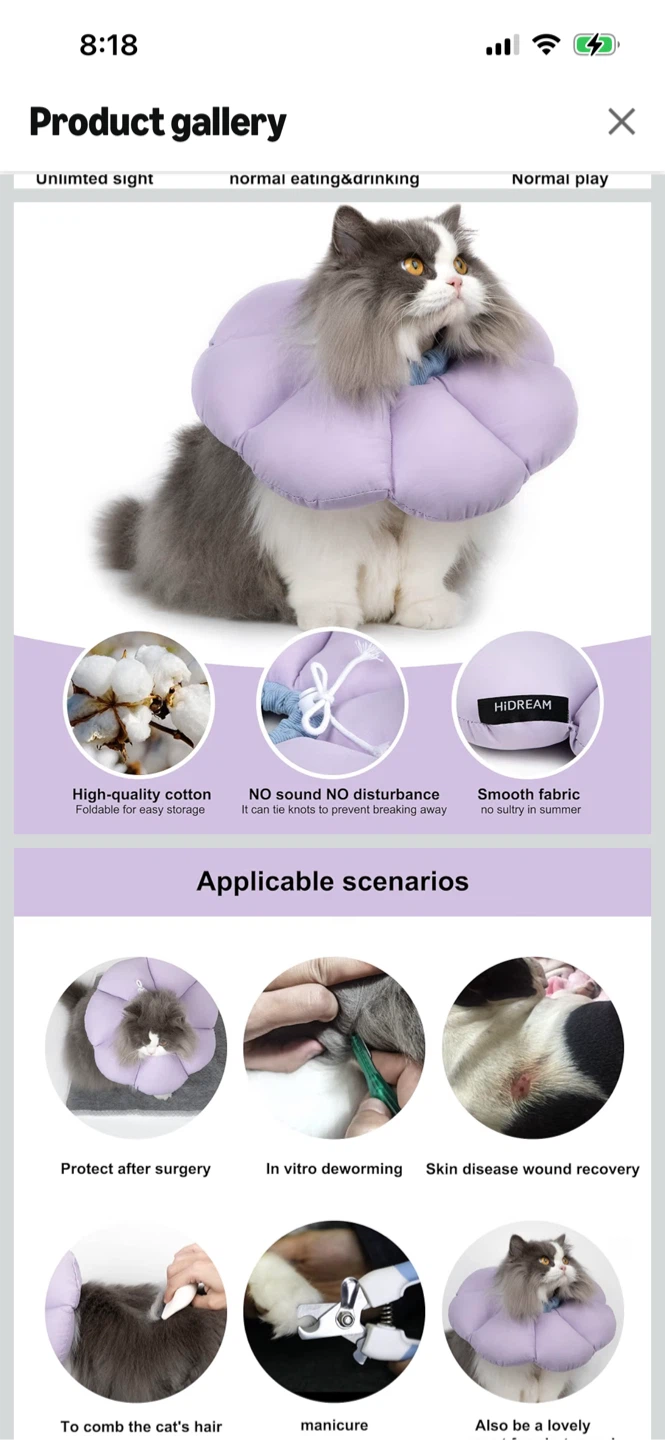 New-HiDream Flower Pet Recovery Collar - Lavender - photo 4