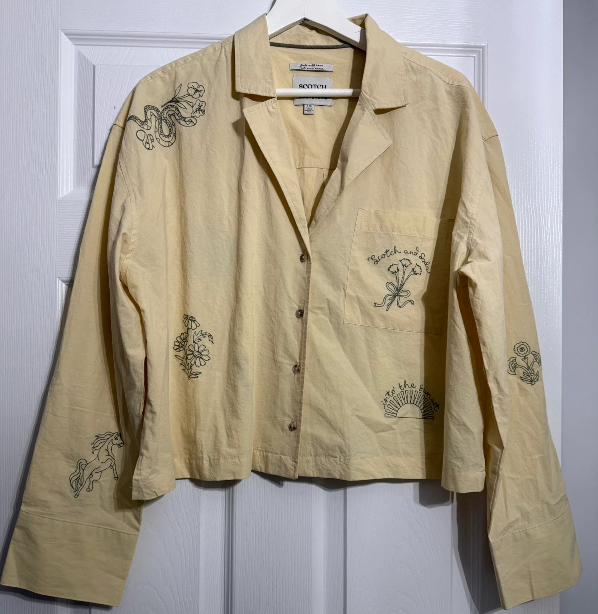 Scotch & Soda Chino pale yellow Embroidered Shirt - Size L - photo 2