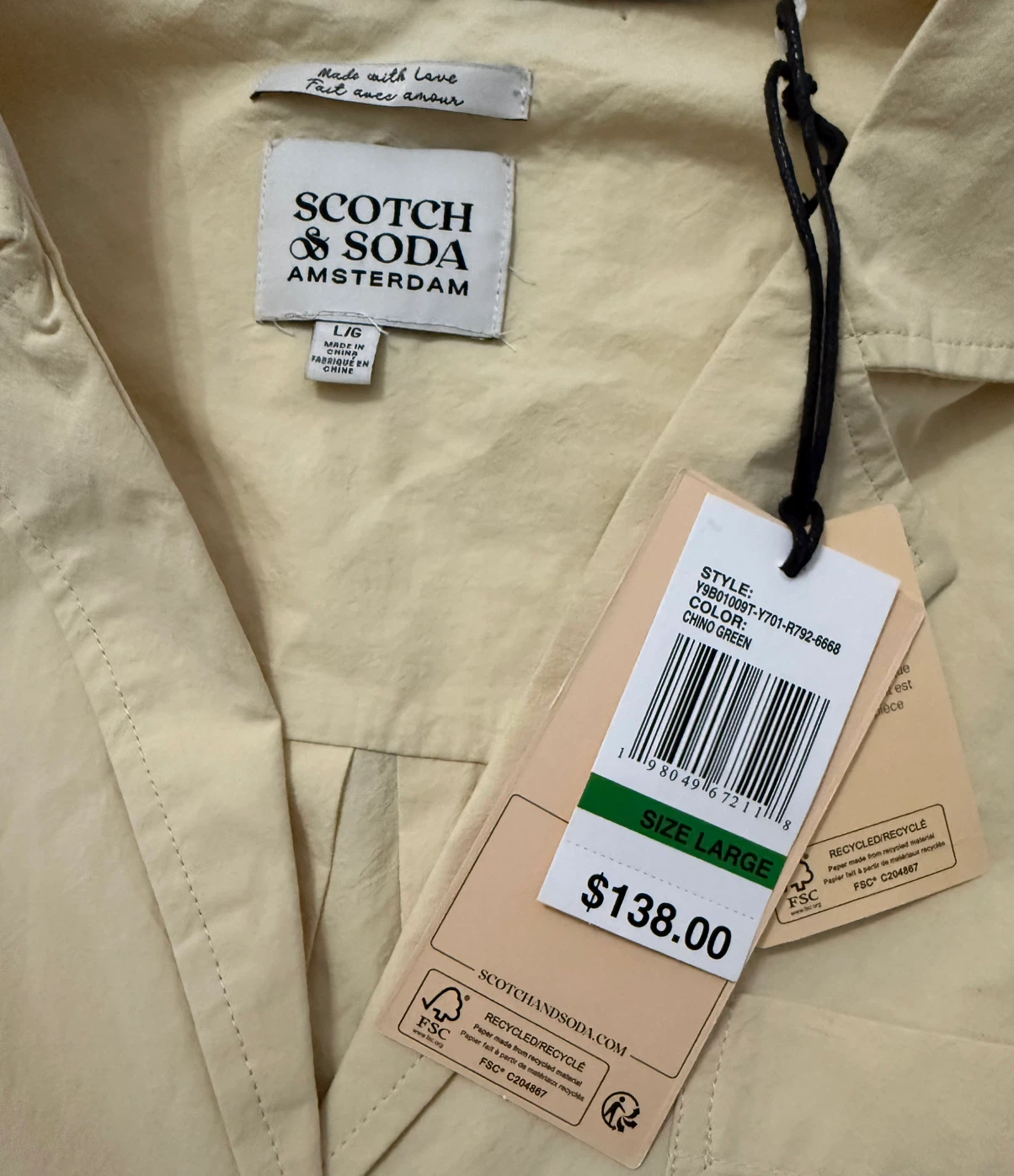 Scotch & Soda Chino pale yellow Embroidered Shirt - Size L - photo 4