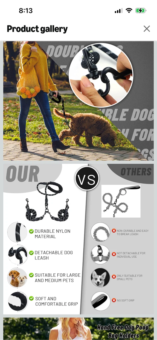 New-Double Dog Leash for Two Dogs