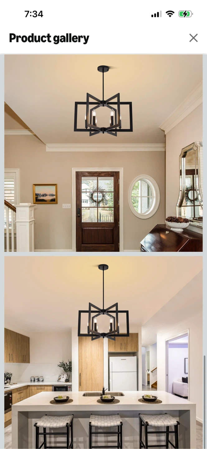 New-Matte Black 21.6" 6-Light Geometric Chandelier - photo 2