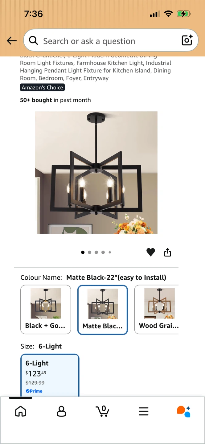 New-Matte Black 21.6" 6-Light Geometric Chandelier - photo 5