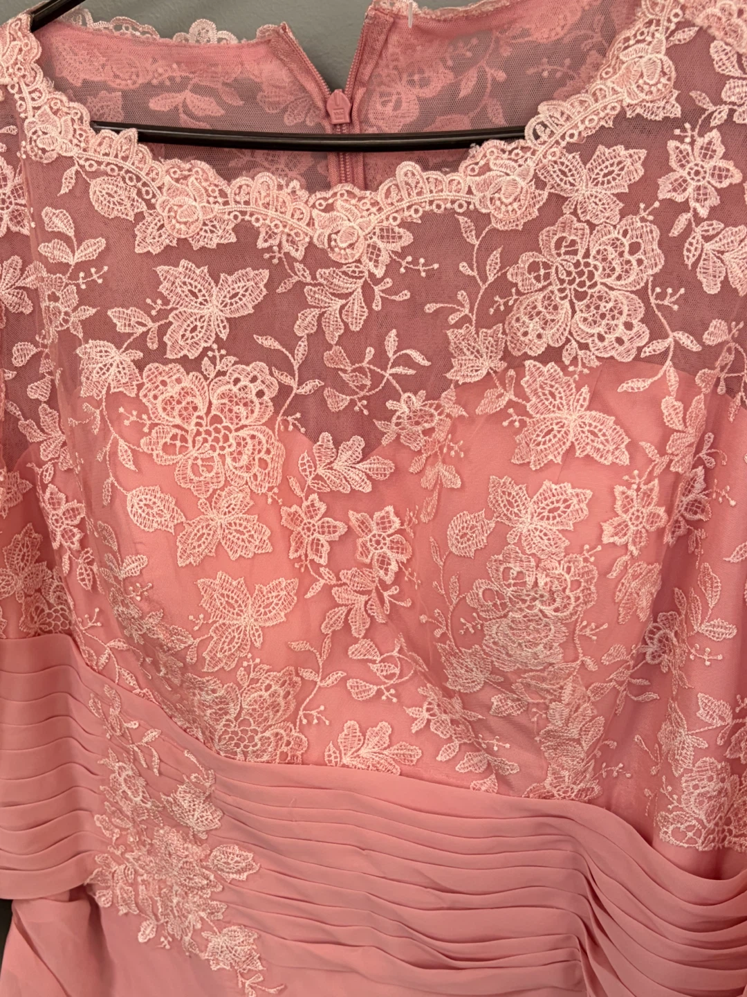 Pink Lace Overlay Evening Gown Size 42 - photo 2