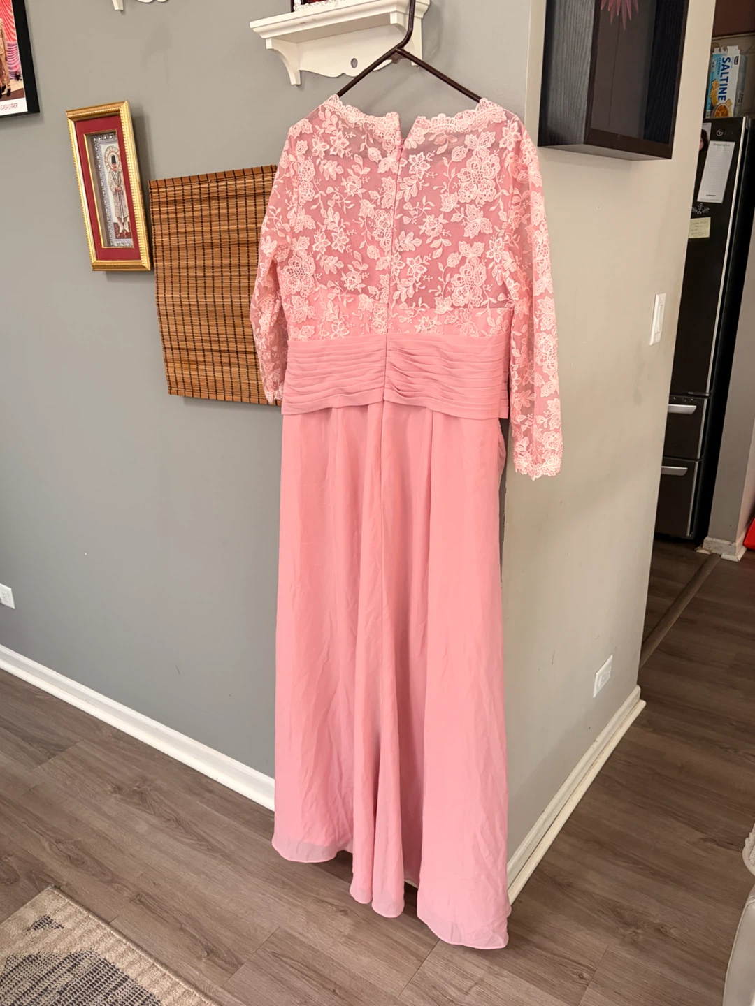 Pink Lace Overlay Evening Gown Size 42 - photo 3