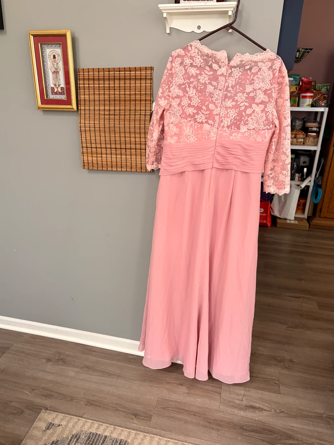 Pink Lace Overlay Evening Gown Size 42 - photo 5