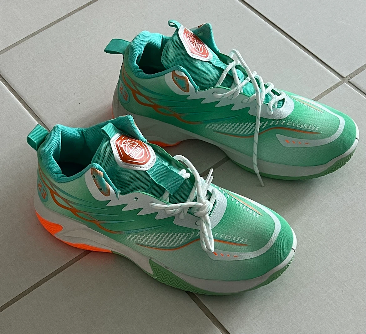 Sport 23 Basketball Shoes - Teal and Orange