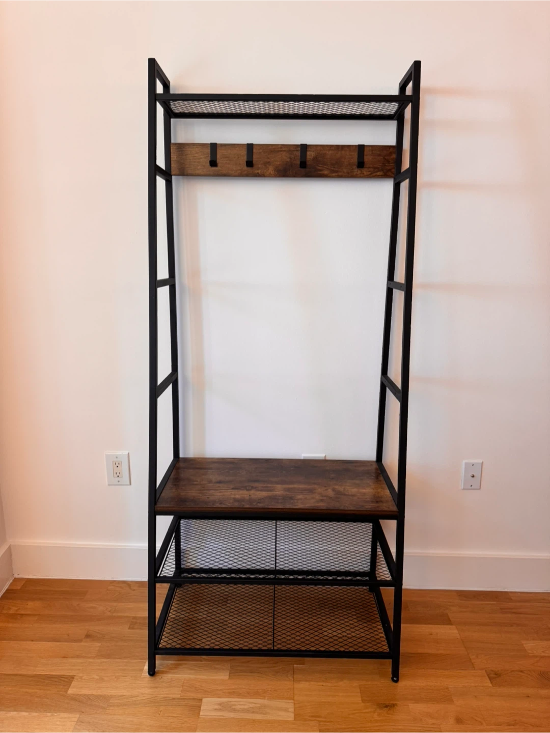 Entryway bench with shoe rack and 4 hooks - photo 2
