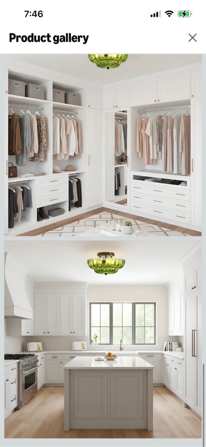 New-Green Glass Flush Mount Ceiling Light - photo 5