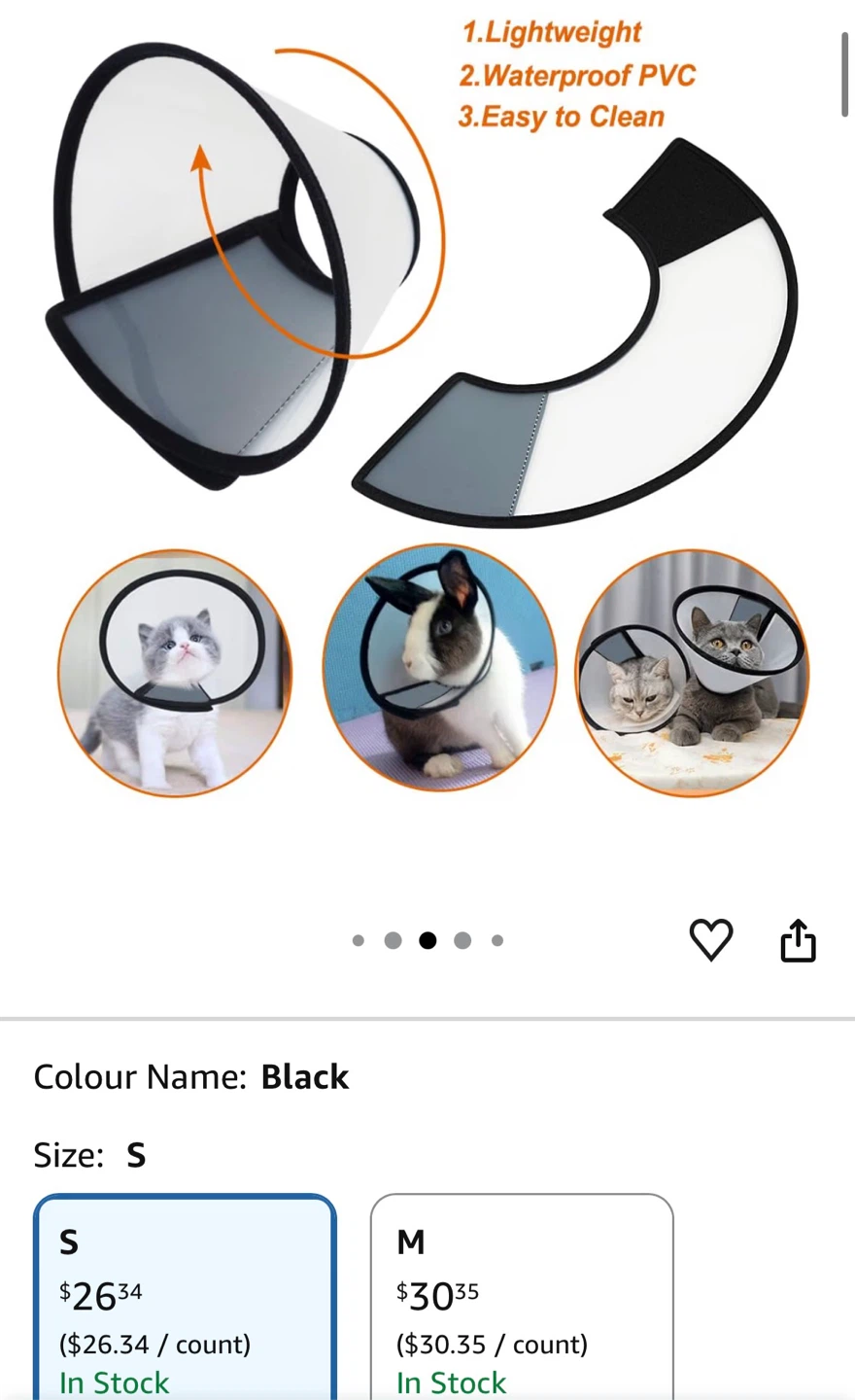 Black Pet Recovery Collar - Size S - photo 2