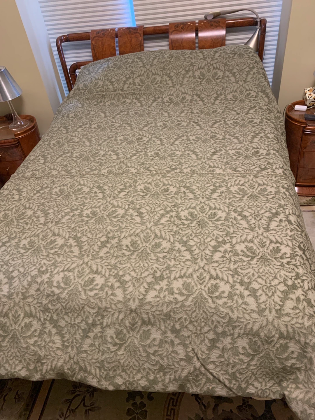 Green Damask Duvet Cover