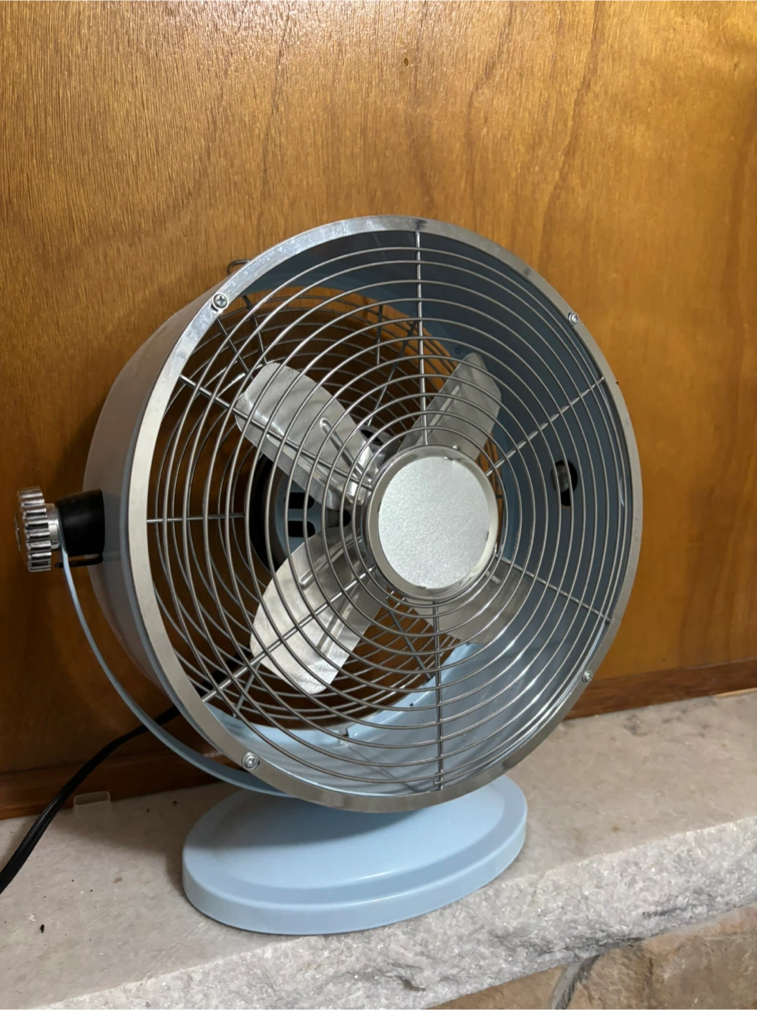 Light Blue Retro Desk Fan in working condition - photo 2