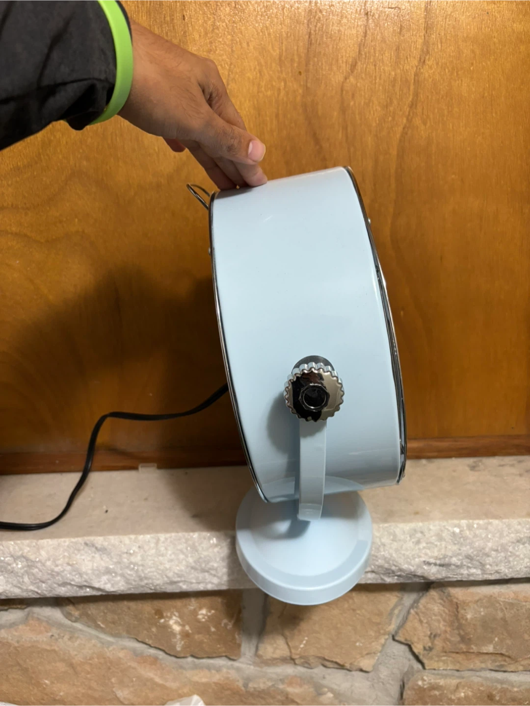 Light Blue Retro Desk Fan in working condition - photo 4