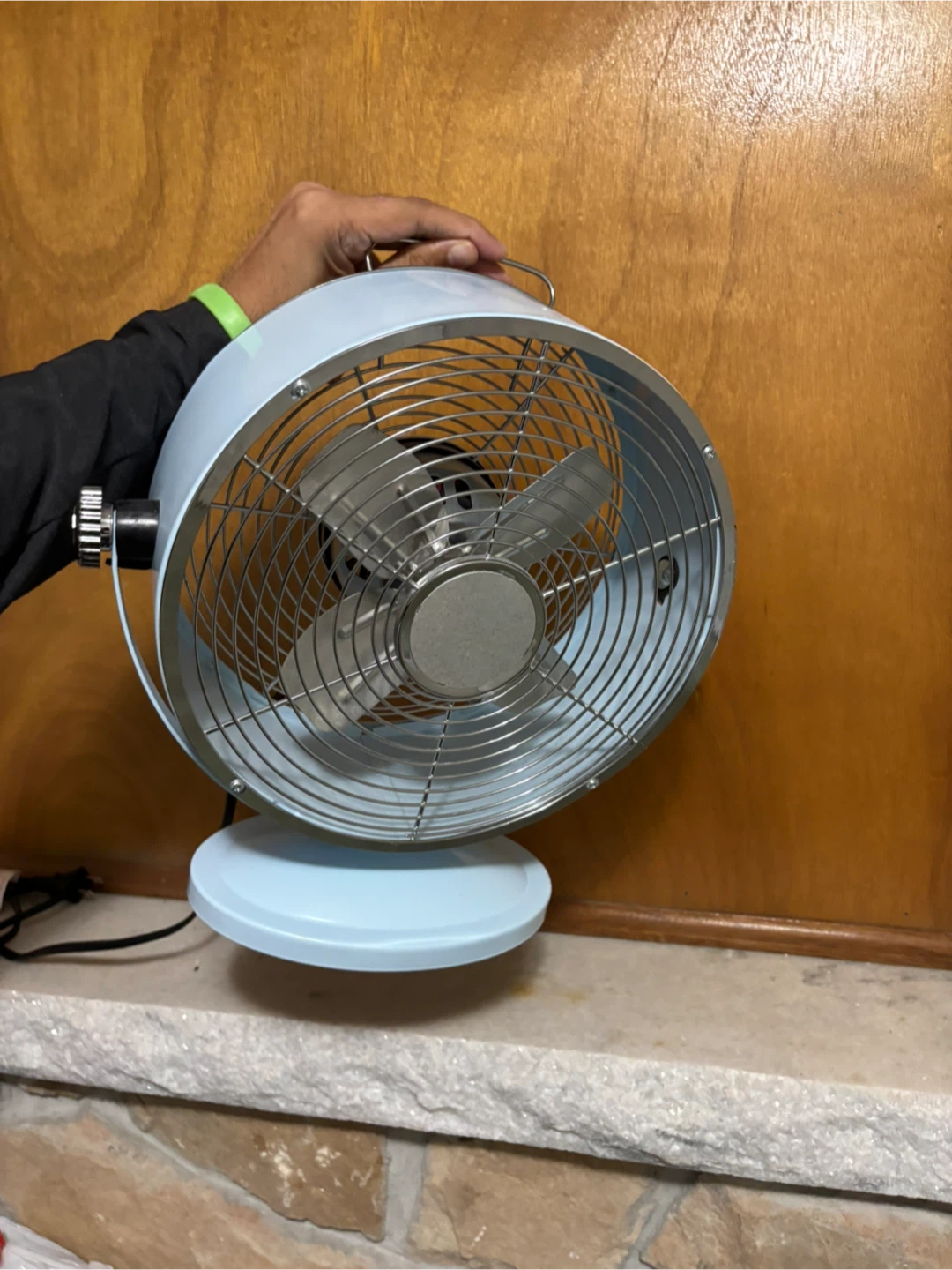 Light Blue Retro Desk Fan in working condition - photo 5