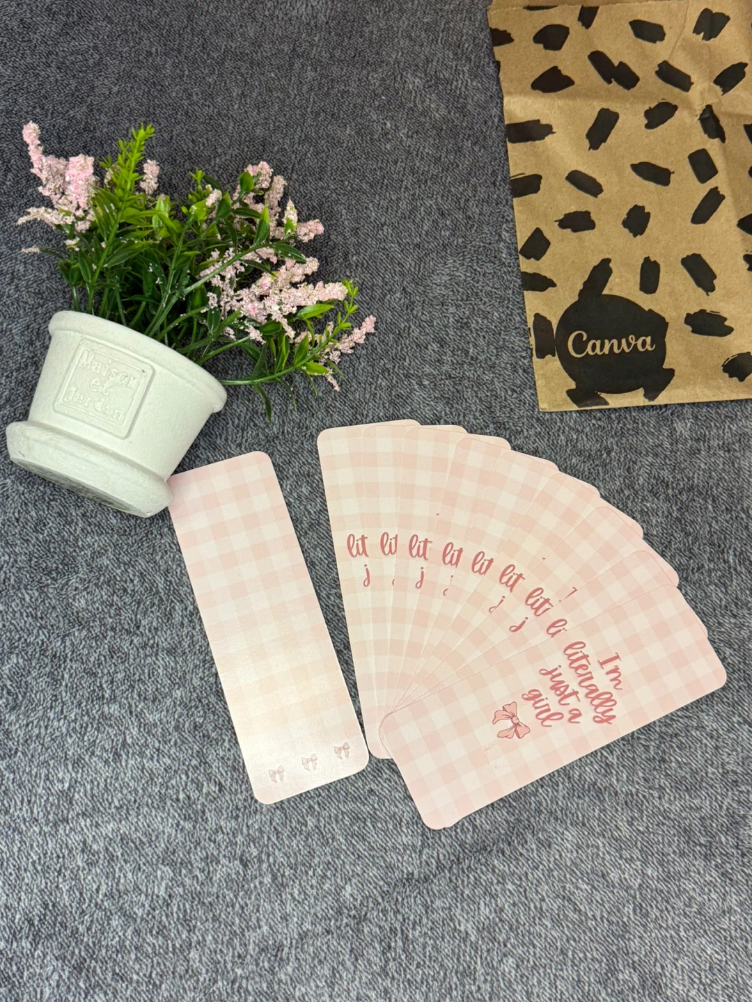 Cute Bookmarks - Pink Gingham, Fall Theme, Arabic - photo 2