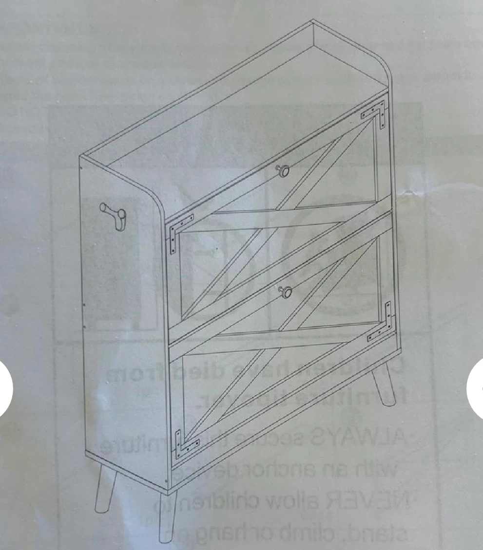 Black 2-Drawer Shoe Rack Cabinet - photo 2