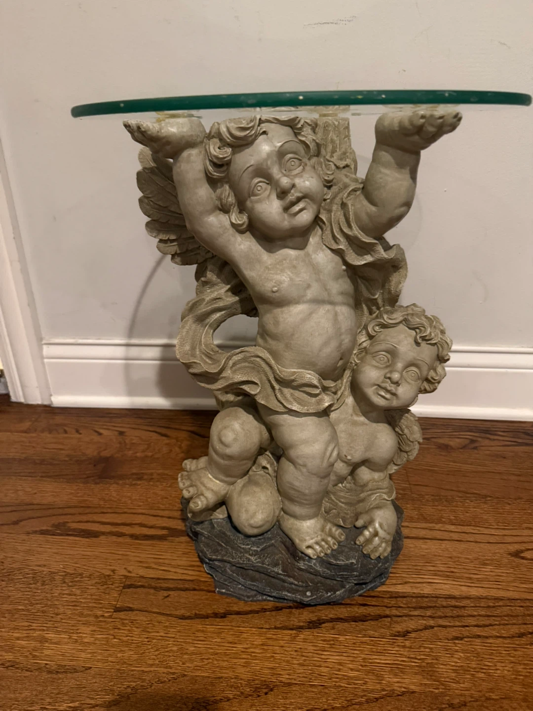 Cherub Garden Side Table with Glass Top