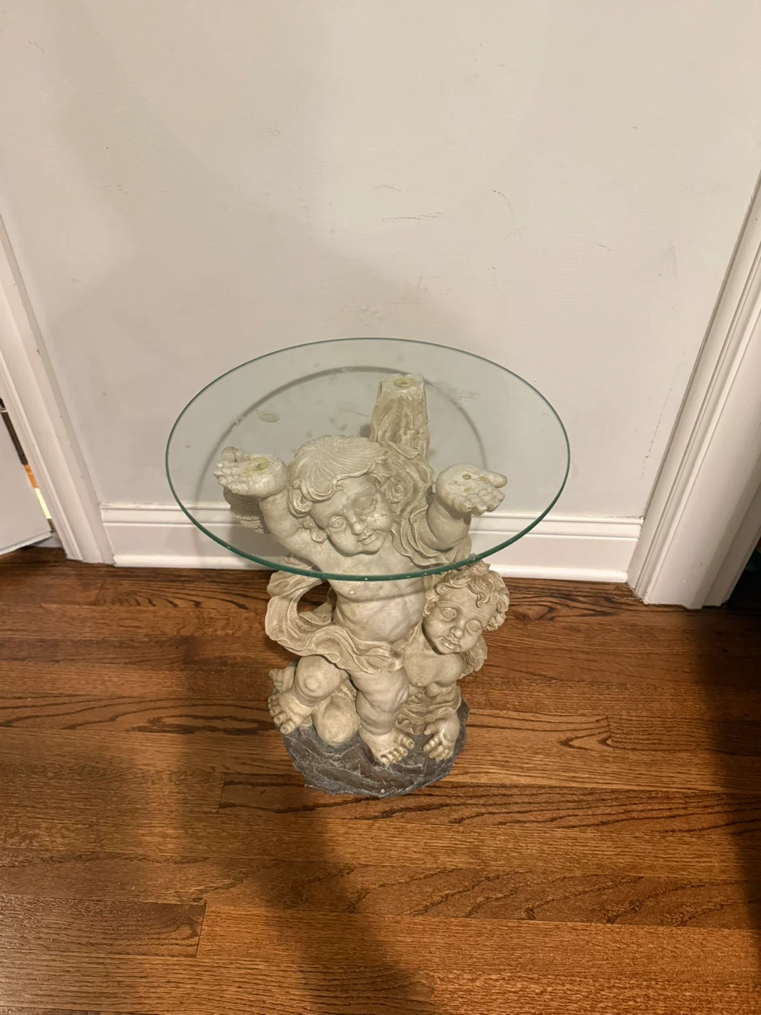 Cherub Garden Side Table with Glass Top - photo 2