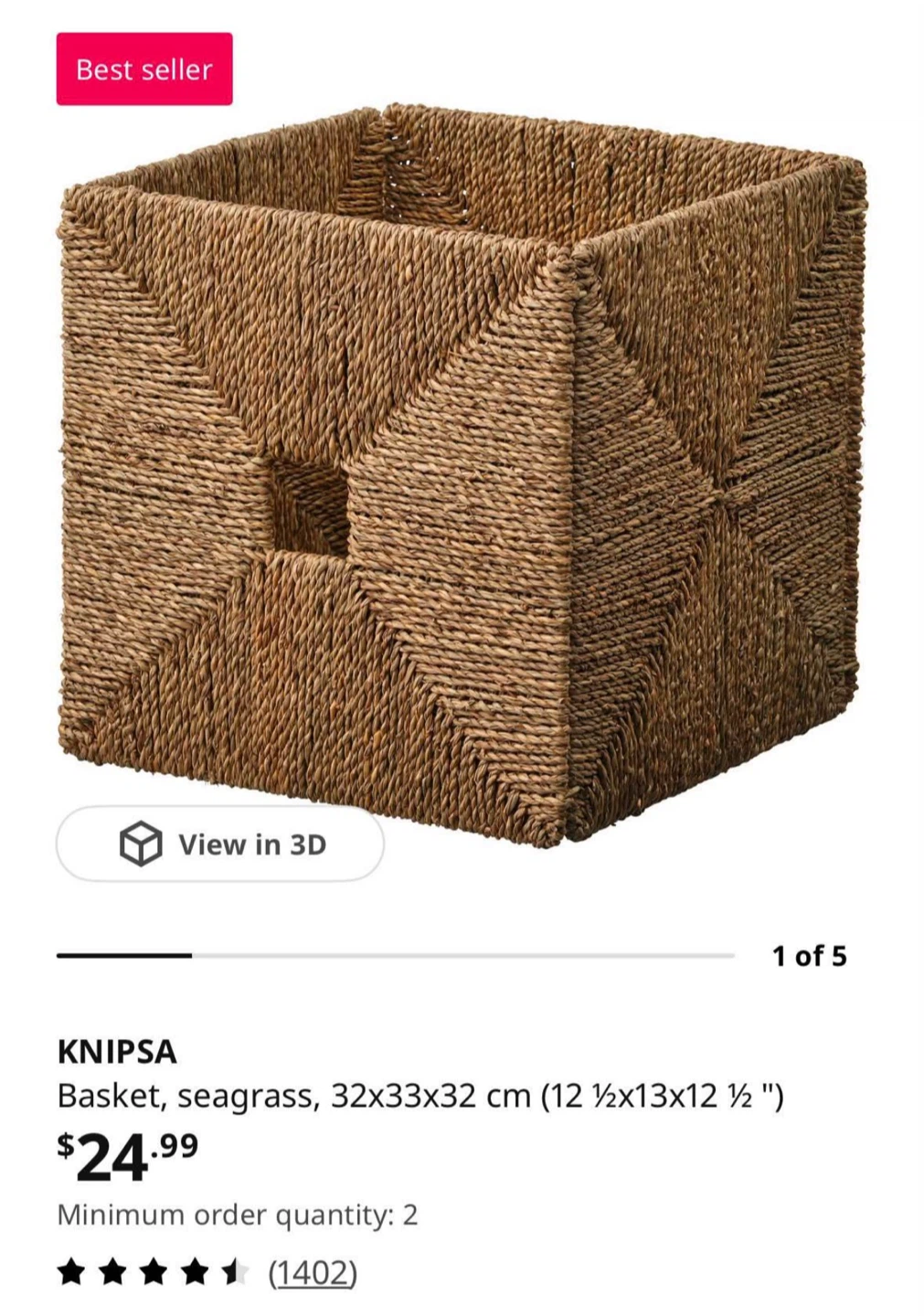 2 Knipsa Baskets for Kallax & Seagrass folder organizer - photo 2