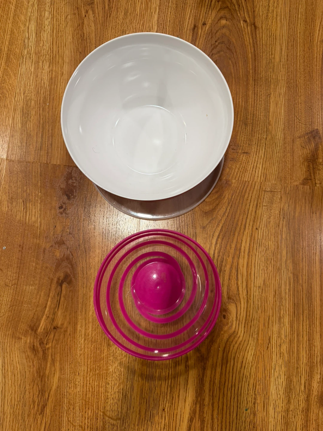 White Mixing Bowl with Pink Lid