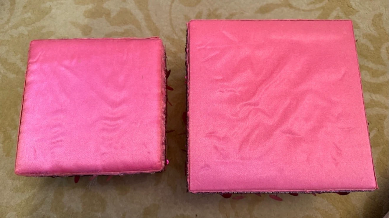 Pair of Pink Sequin Fabric Storage Boxes - photo 2