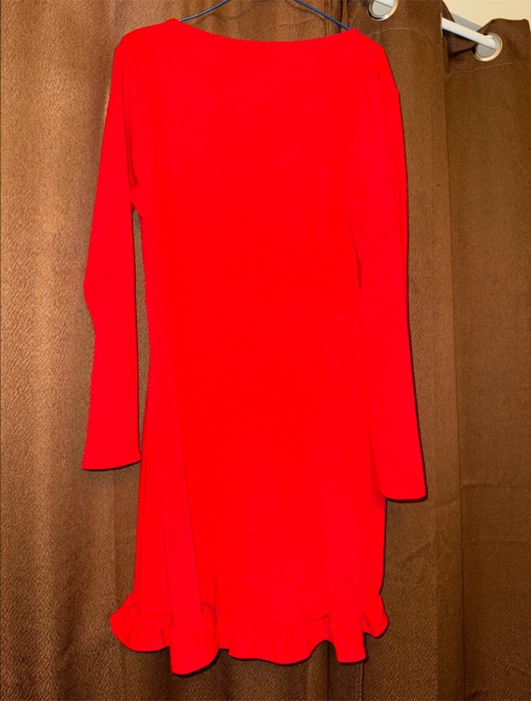 PrettyLittleThing Red Long Sleeve Ruffle Dress - photo 2