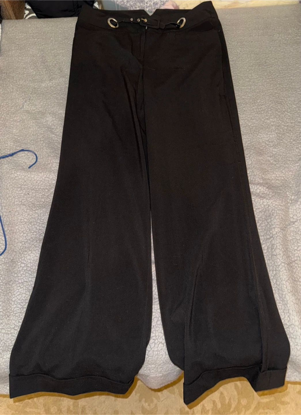 Charlie Black Wide Leg Dress Pants with Belt Detail and Zipper