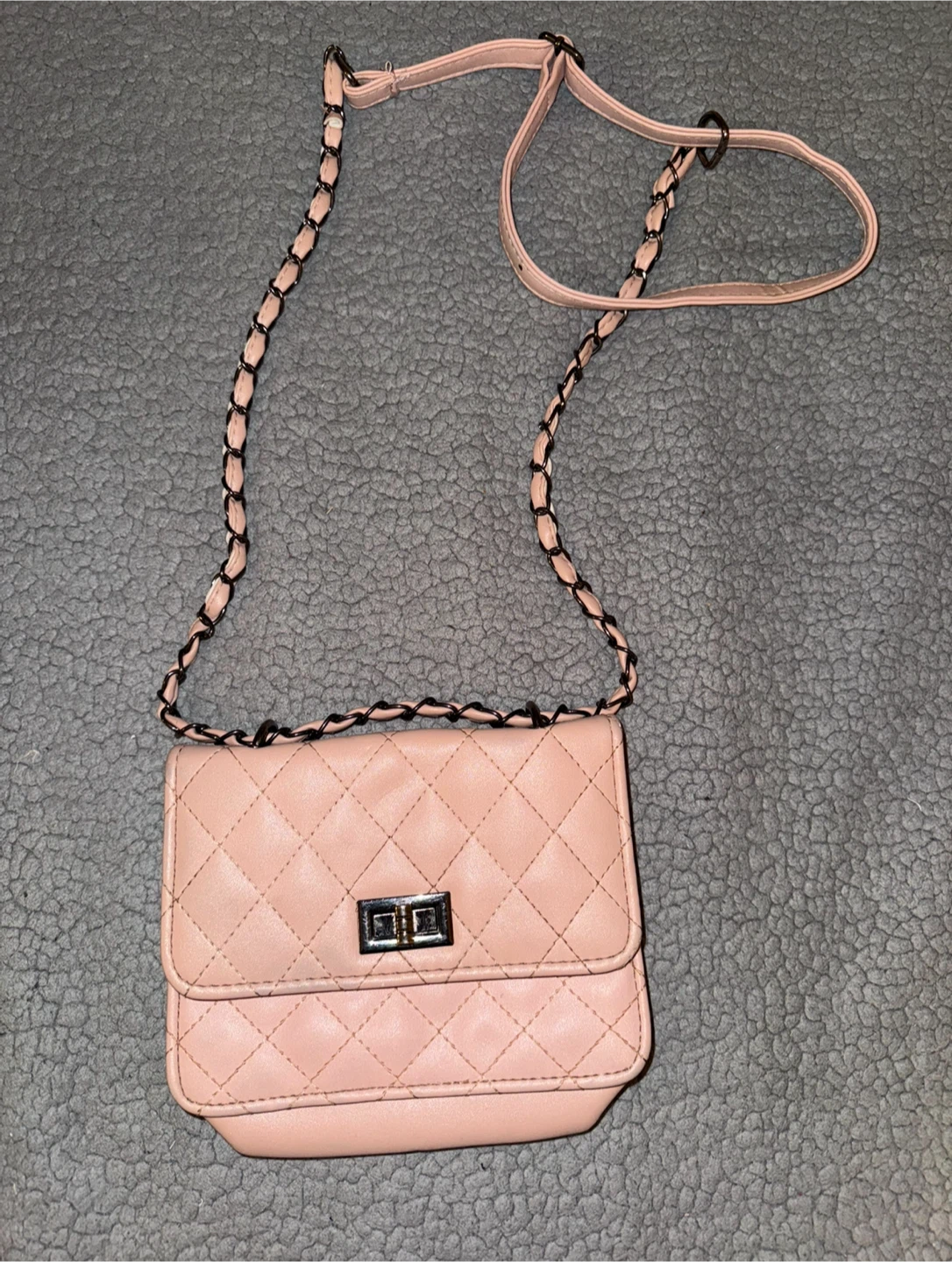 Ardene Pink Quilted Crossbody Bag with Chain Strap