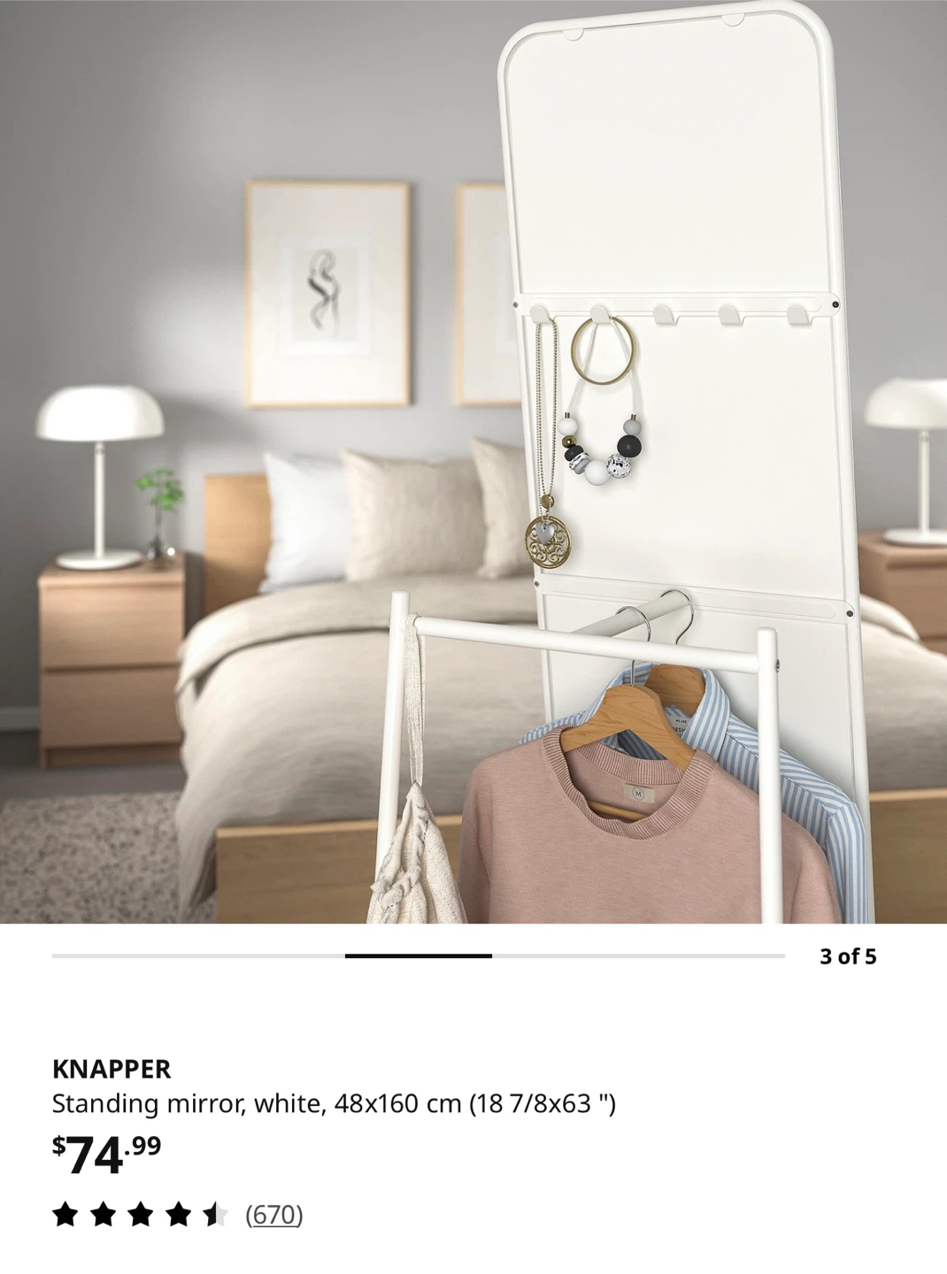 KNAPPER Standing Mirror, White - photo 3