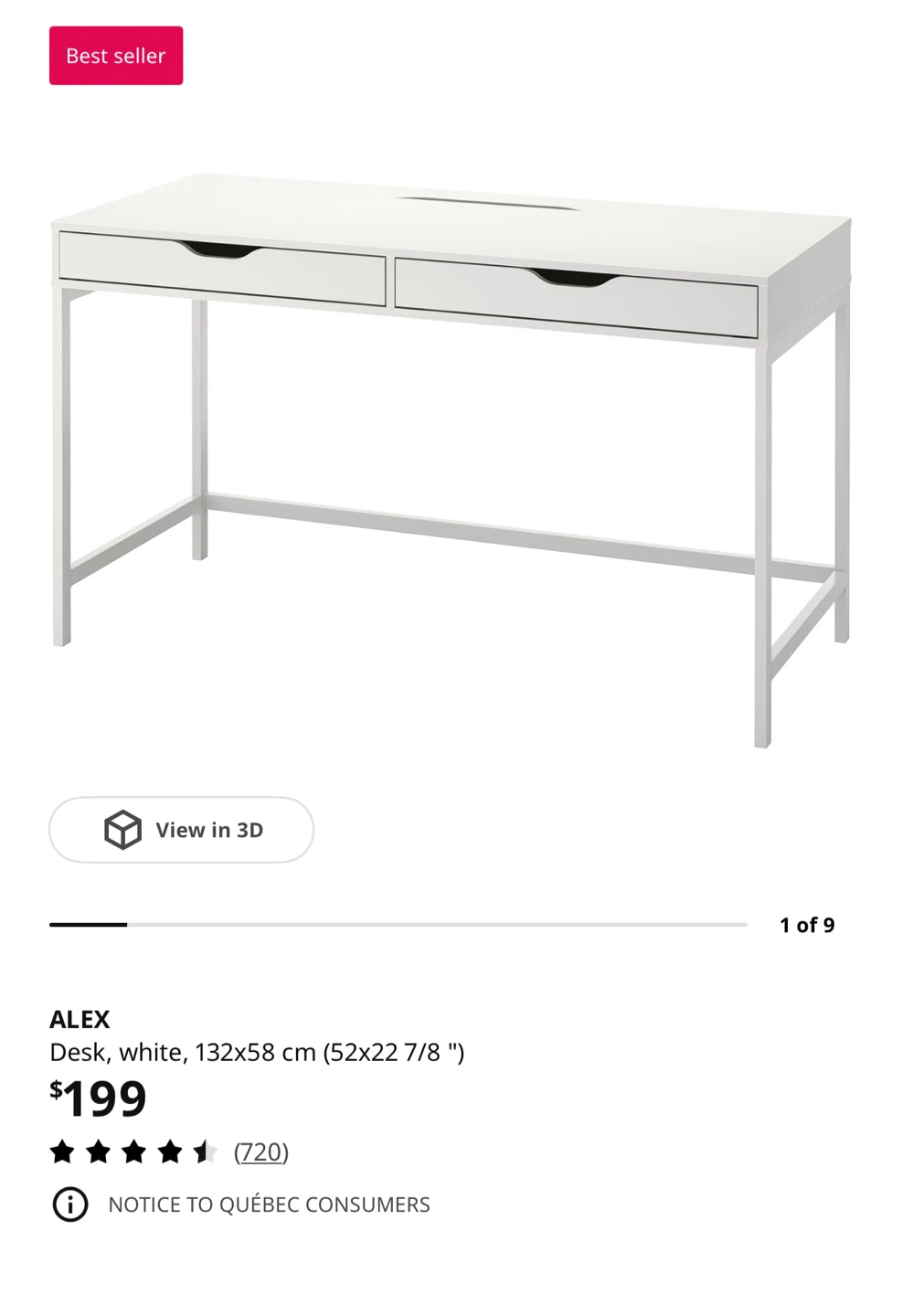 IKEA ALEX White Desk 132x58 cm - photo 4