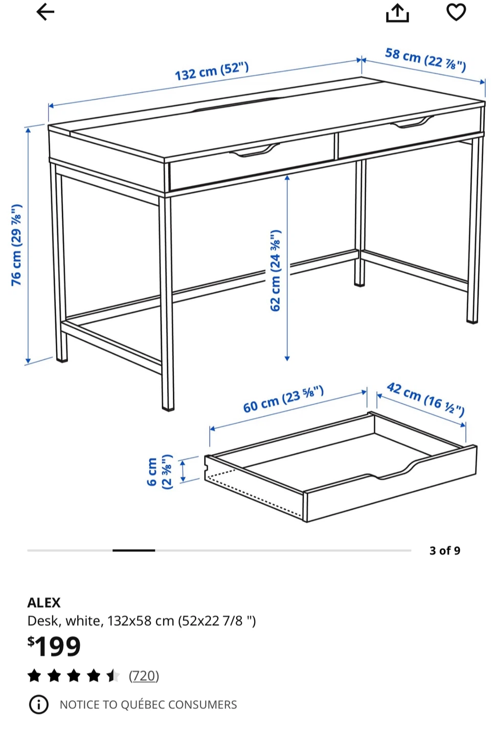 IKEA ALEX White Desk 132x58 cm - photo 5