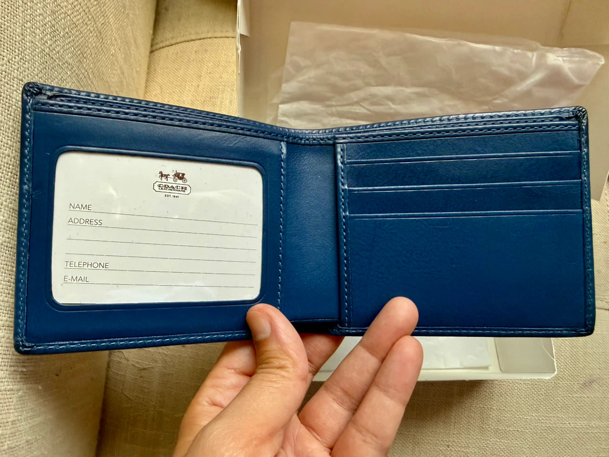 Coach Bi-fold Wallet - Blue Leather