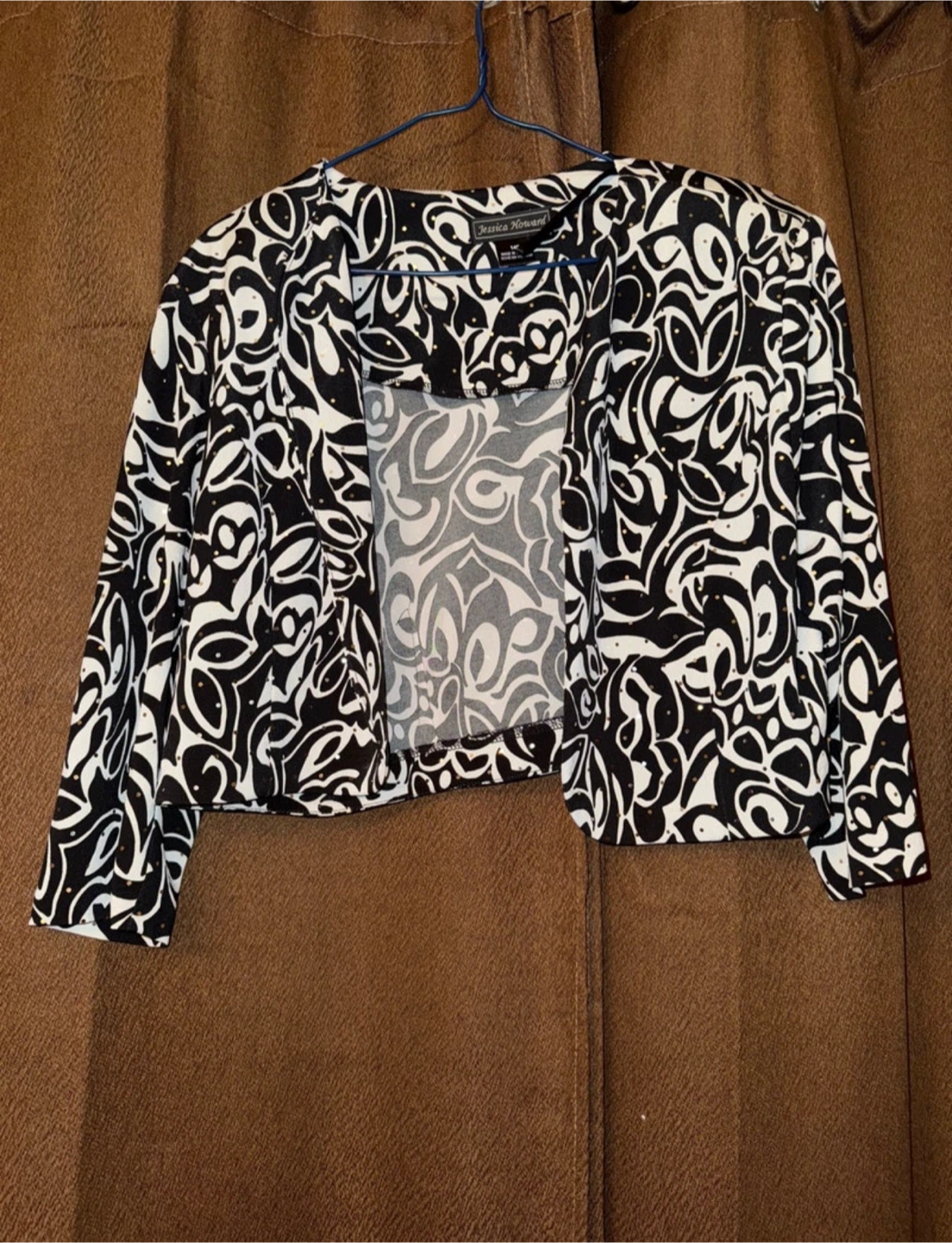 Jessica Howard Black Dress and Patterned Bolero Set - photo 3