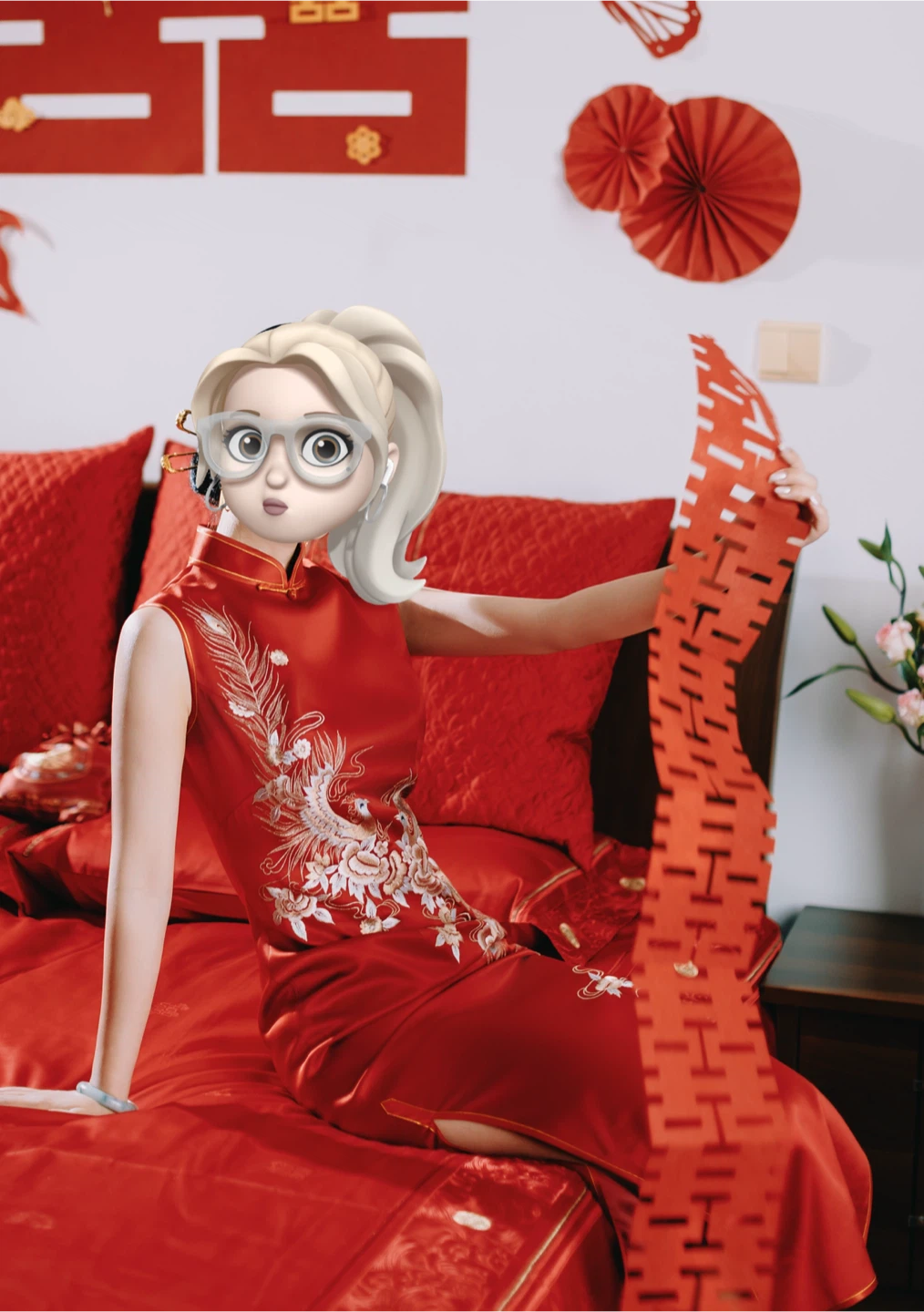 Red Traditional Chinese Cheongsam Dress - photo 3