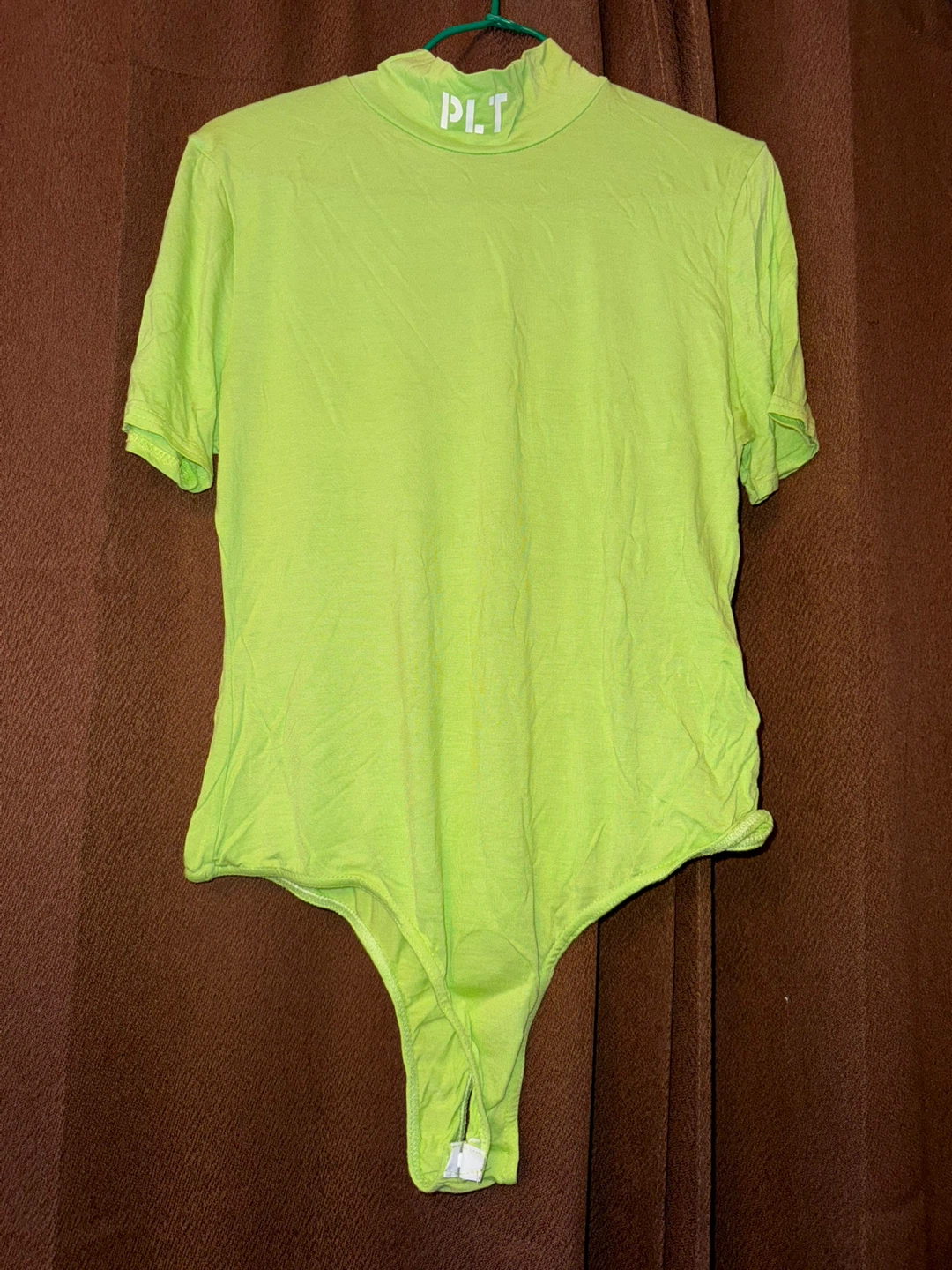 PrettyLittleThing Lime Green Mock Neck Bodysuit