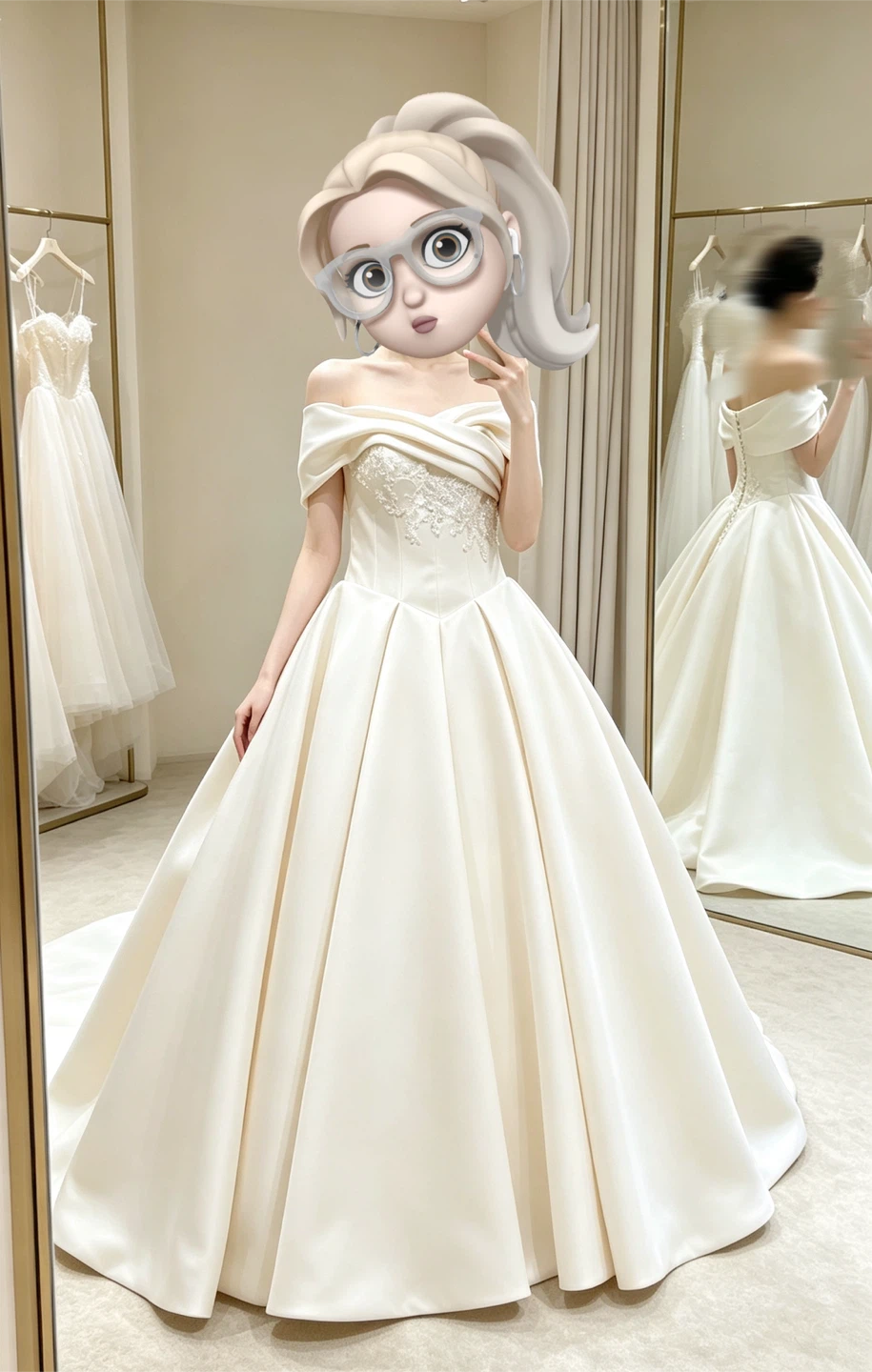 Off-the-shoulder ball gown wedding dress