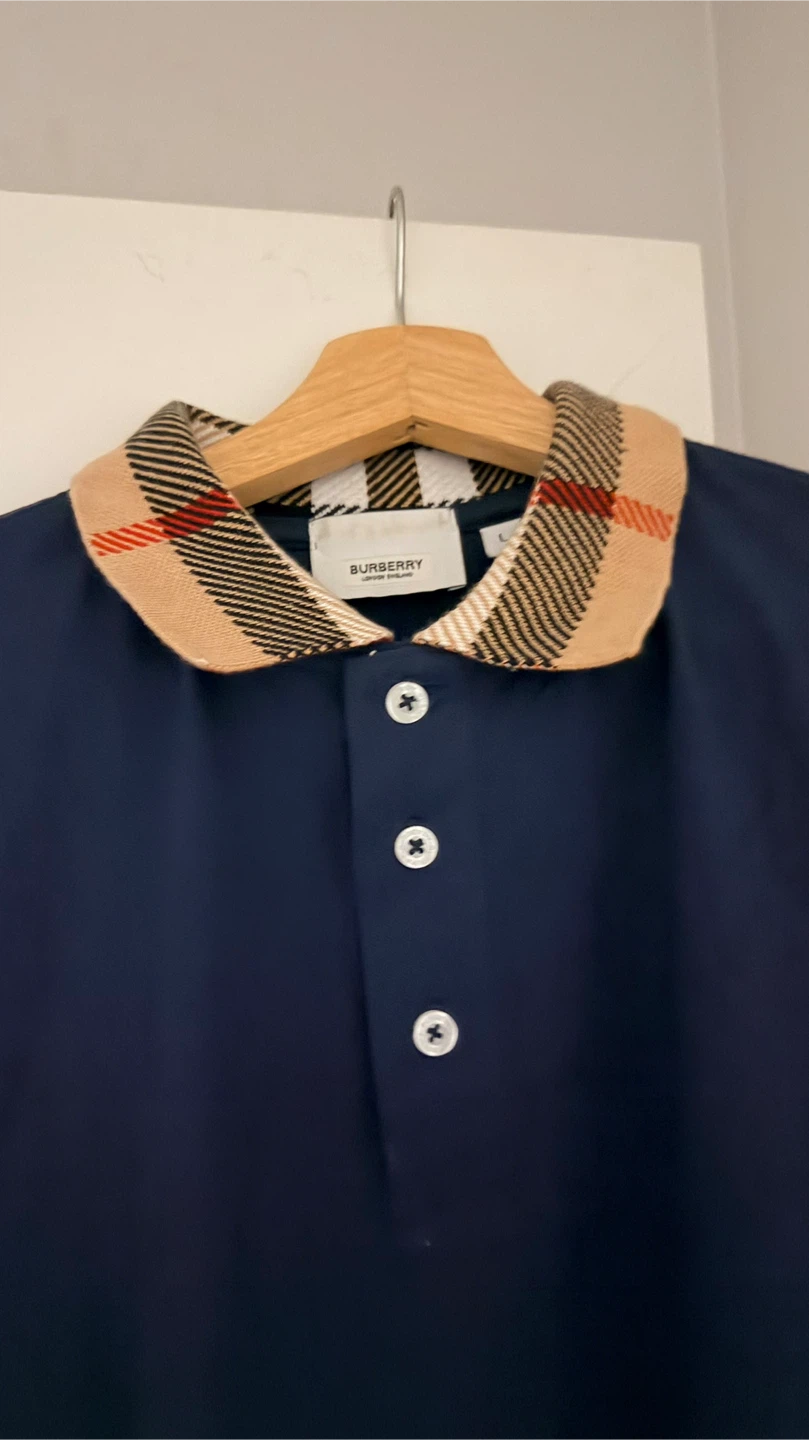 Burberry Navy Polo Shirt with Signature Collar - photo 3