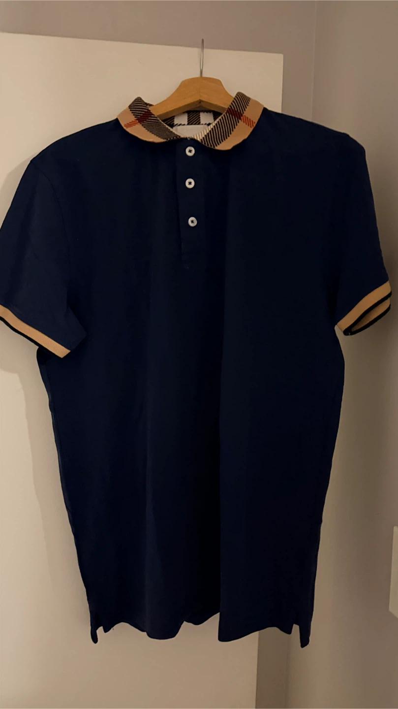 Burberry Navy Polo Shirt with Signature Collar - photo 4
