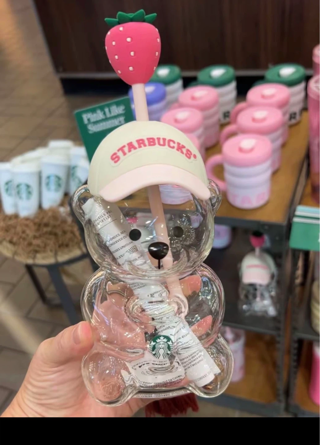 Starbucks Bear Tumbler with Strawberry Straw