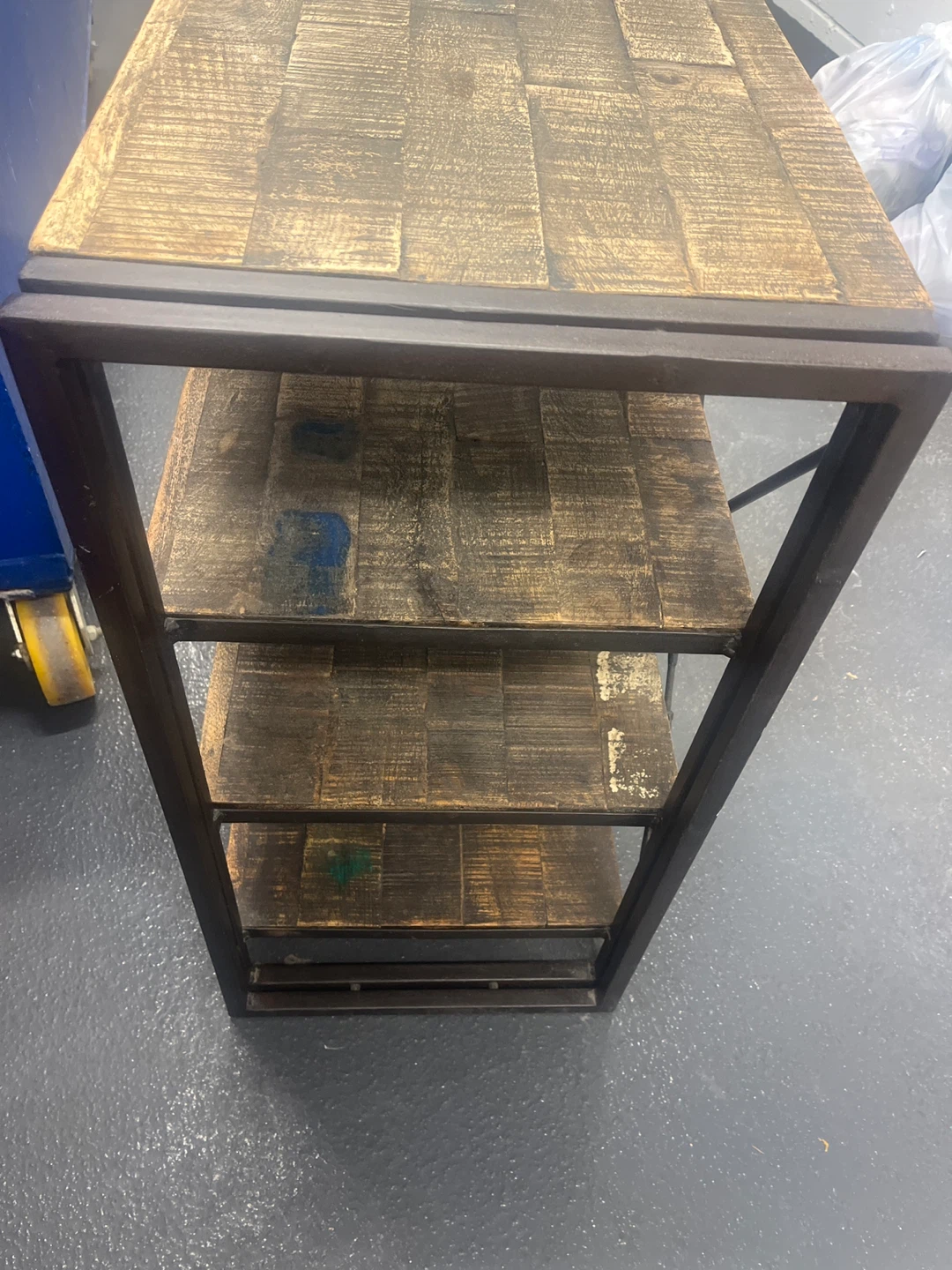 Rustic Wood and Metal 3-Tier Shelf Unit