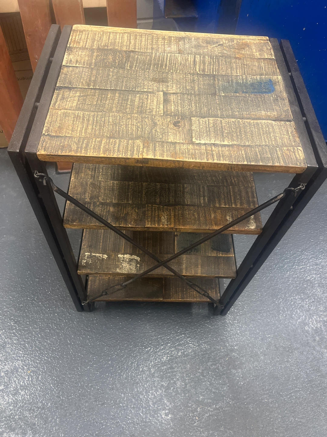 Rustic Wood and Metal 3-Tier Shelf Unit - photo 2