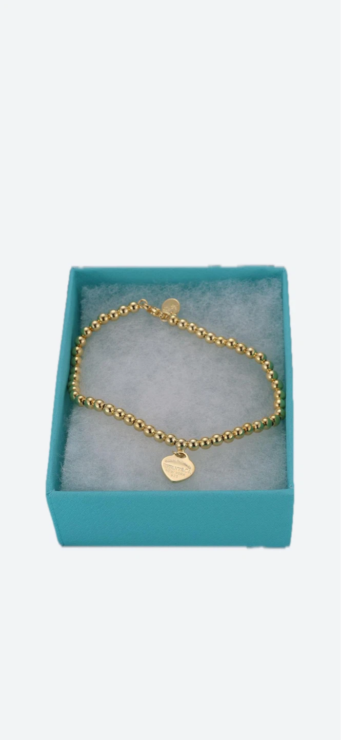 Tiffany & Co. Heart Charm Beaded Bracelet