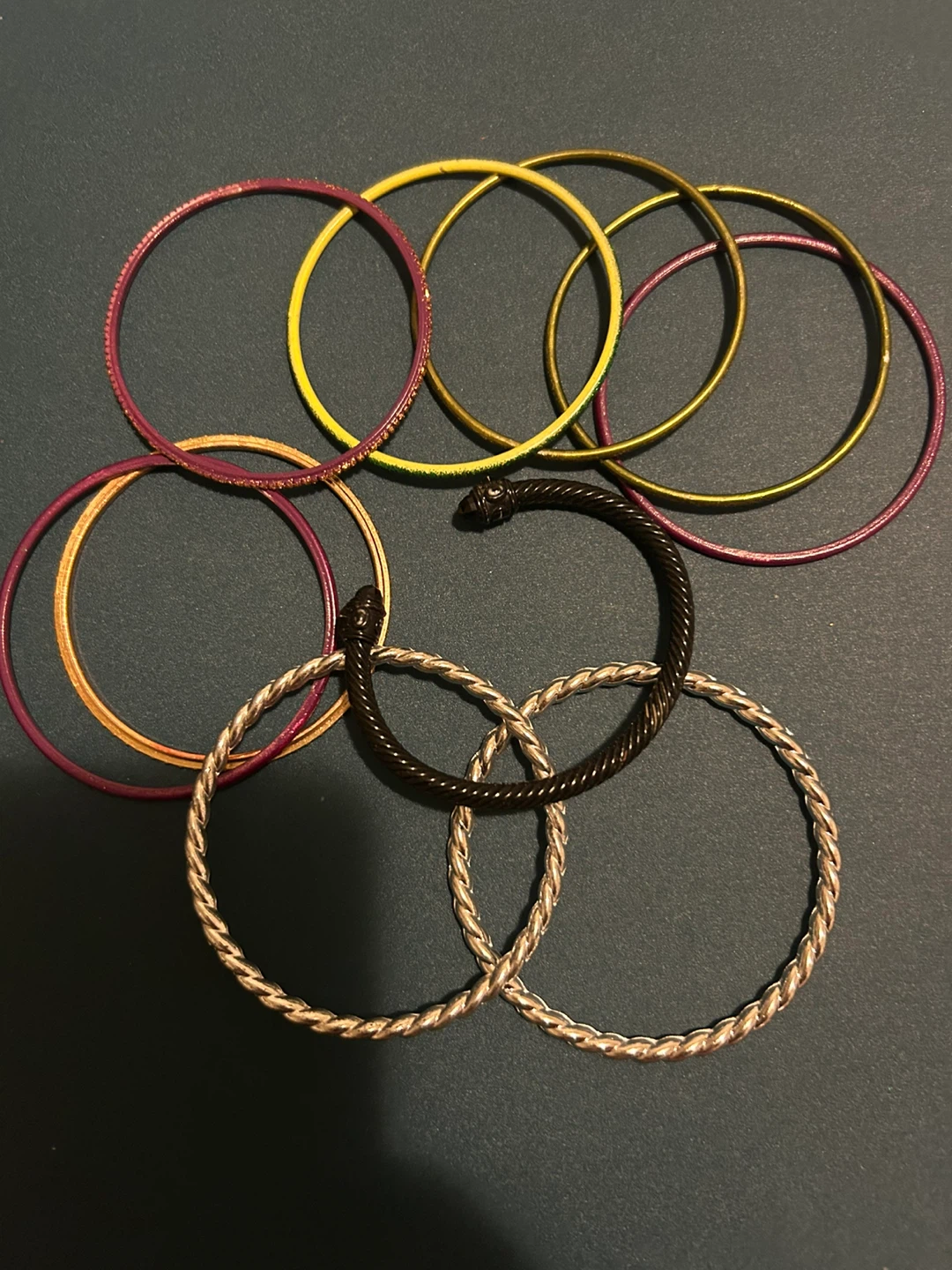 Assorted Bangles (Silver, Gold, Purple, Black) - photo 2