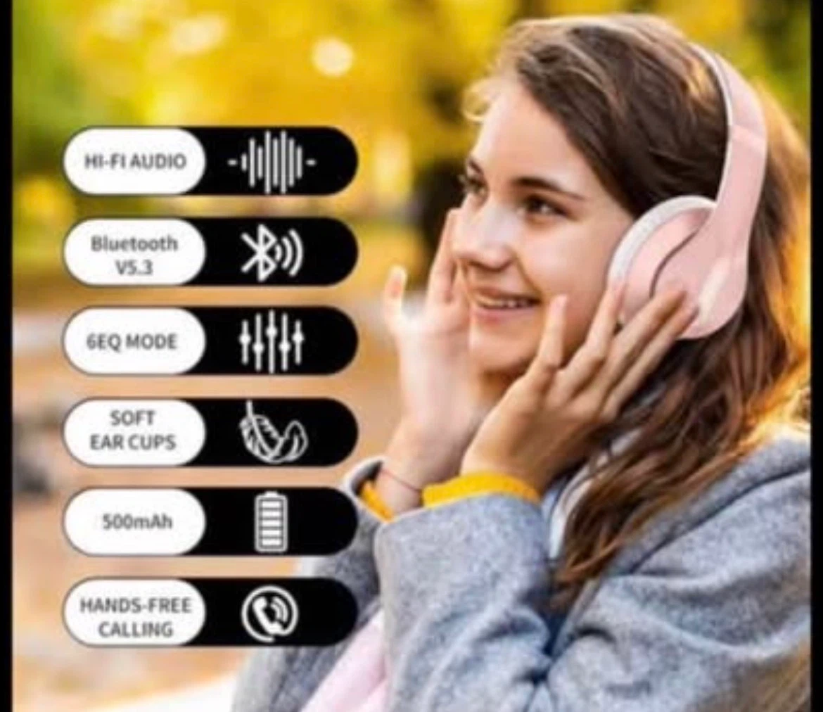 Glynzak Rose Gold Wireless Headphones
