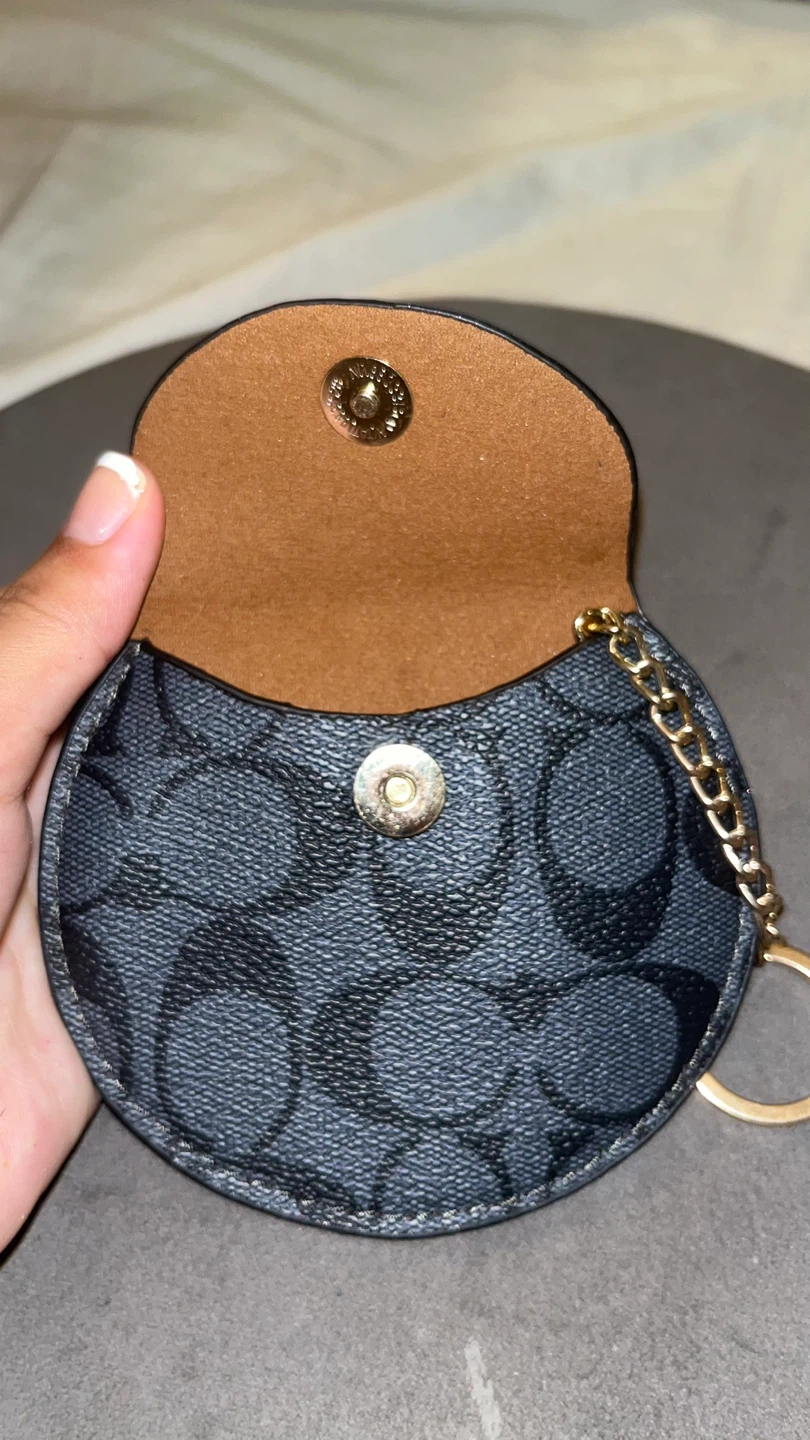 Coach Signature Round Coin Pouch with Keychain - photo 2