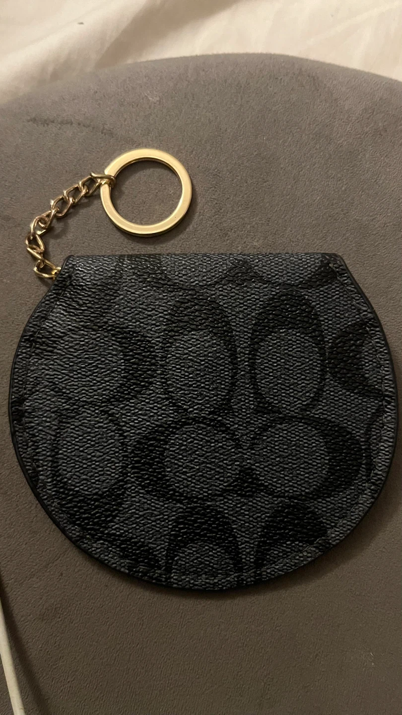 Coach Signature Round Coin Pouch with Keychain - photo 3