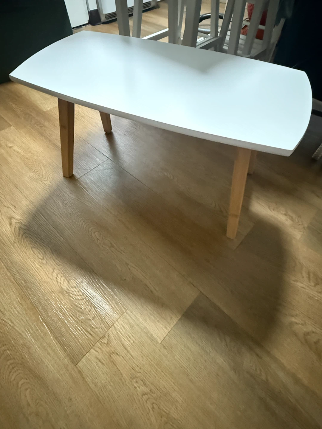 White Coffee Table with Wood Legs