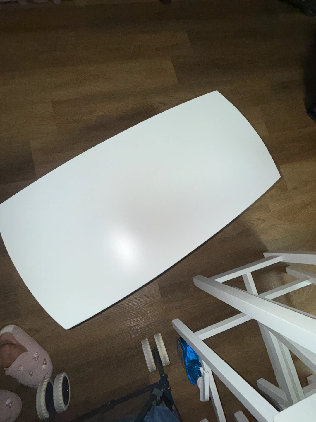 White Coffee Table with Wood Legs - photo 3