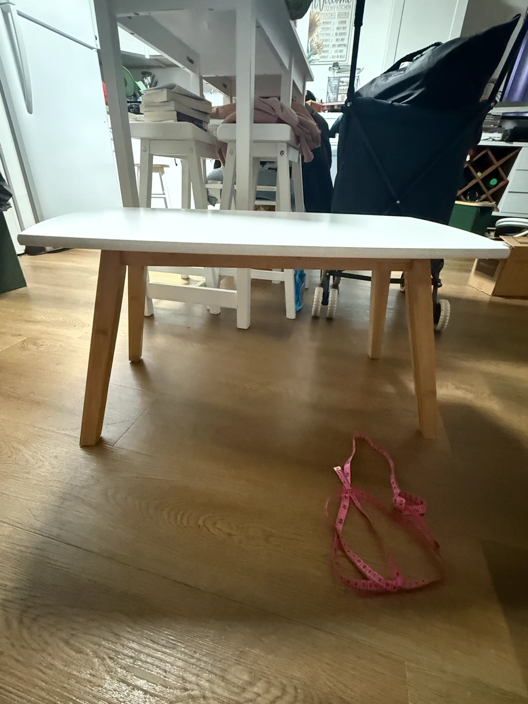 White Coffee Table with Wood Legs - photo 4